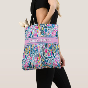Tote Bag Aquarelle dynamique personnalisée Motif floral