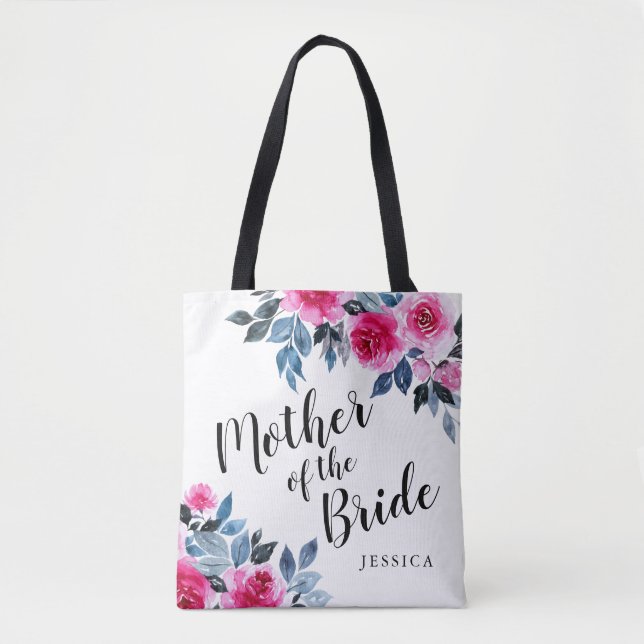 Tote Bag Aquarelle élégante Florale mère de la mariée (Devant)