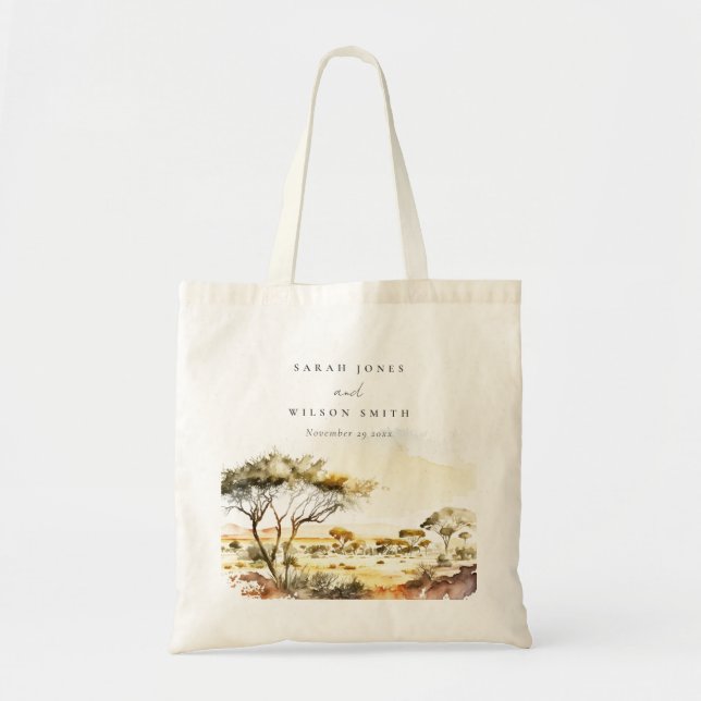 Tote Bag Aquarelle en terre bouillie Mariage paysager afric (Devant)