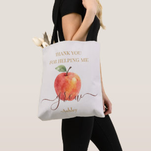 Tote Bag Aquarelle Enseignant Apple - Cadeau Merci