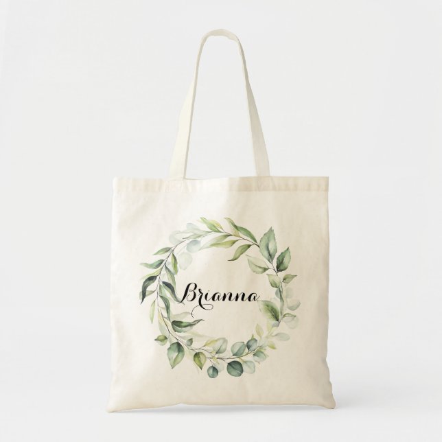Tote Bag Aquarelle Eucalyptus Élevez-la-servante (Devant)