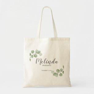 Tote Bag Aquarelle Eucalyptus Nom de Demoiselle d'Honneur P