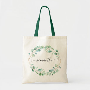 Tote Bag Aquarelle Eucalyptus Vert Personnalisé