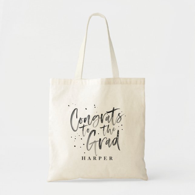 Tote Bag aquarelle félicitations à fourre-tout diplômée (Devant)