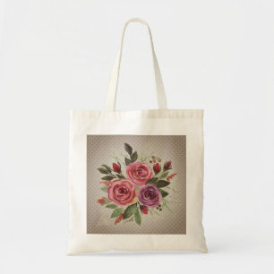 Tote Bag Aquarelle fleurie couronnes roses
