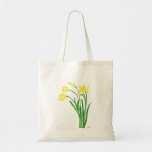Tote Bag Aquarelle fleurie de printemps jaune jonquilles fl