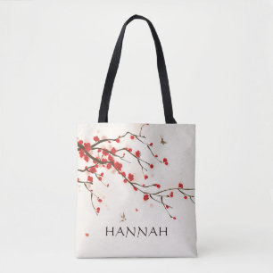 Tote Bag Aquarelle Fleurs de cerisier rouge (Sakura) Floral