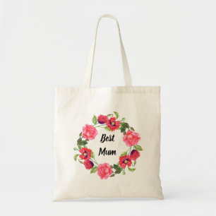 Tote Bag Aquarelle Fleurs rouges et roses Design de courroi