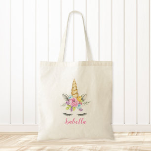 Tote Bag Aquarelle Floral Unicorne Personnalisée