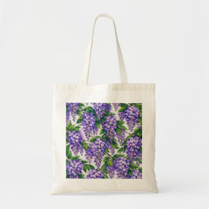 Tote Bag Aquarelle florale botanique de glycine violette