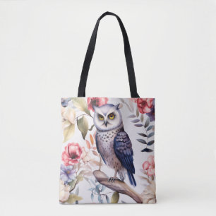 Tote Bag Aquarelle Florale Chouette Motif sans couture