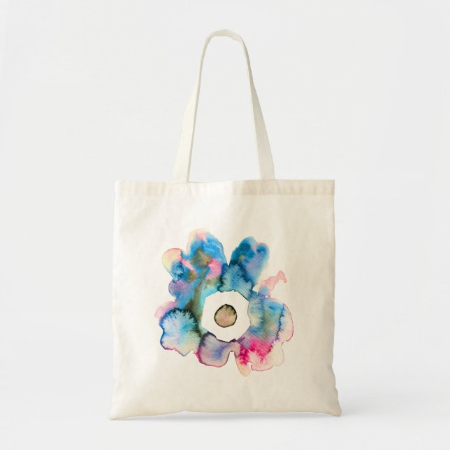 Tote Bag Aquarelle florale dessinée à la main art abstrait (Devant)