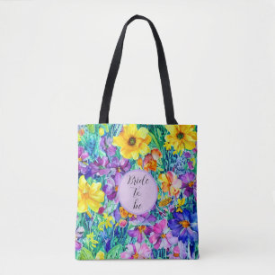 Tote Bag Aquarelle Florale Élégante Pour Mariée Moderne