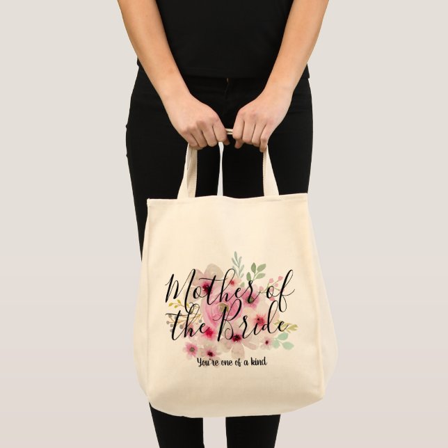 Tote Bag Aquarelle Florale MÈRE DE LA FÊTE MARINE (Devant (produit))