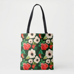 Tote Bag Aquarelle florale motif transparent. Pavot blanc