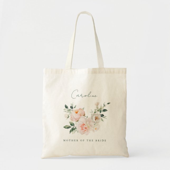 Tote Bag Aquarelle florale Peony Blush Mère de la mariée (Devant)