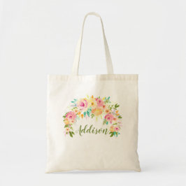 Tote Bag Aquarelle Florale Personnalisée Dames Canvas Fourr