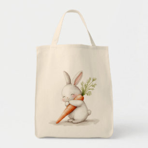 Tote Bag Aquarelle Fluffy Bunny Carrot Love