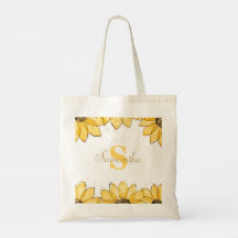 Aquarelle Golden Sunflowers Nom du monogramme flor
