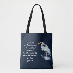 Tote Bag Aquarelle Great Blue Heron Citation Inspirante