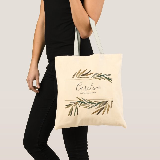 Tote Bag Aquarelle Herbe de romarin botanique Personnalisée (Devant (produit))
