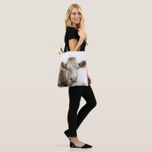 Tote Bag Aquarelle Hereford Portrait de vache
