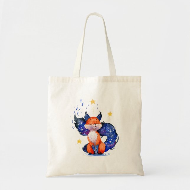 Tote Bag Aquarelle Illustration du renard céleste de Galaxi (Devant)