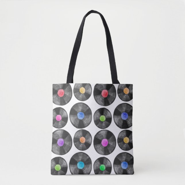 Tote Bag Aquarelle illustration d'un enregistrement rétro v (Devant)
