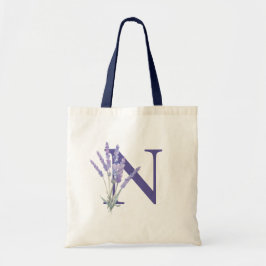 Tote Bag Aquarelle initiale de lavande de monogramme rustiq