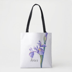 Tote Bag Aquarelle Irises Floral