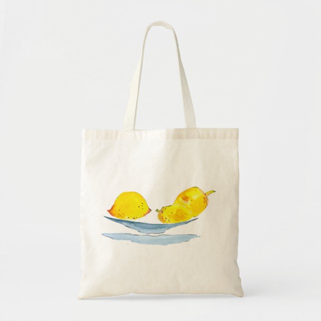 Tote Bag Aquarelle jaune citron (Devant)