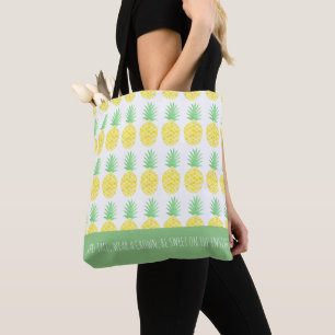 Tote Bag Aquarelle jaune et verte Monogramme d'ananas