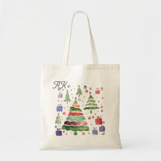 Tote Bag Aquarelle joyeuse Rouge Vert Violet Bleu