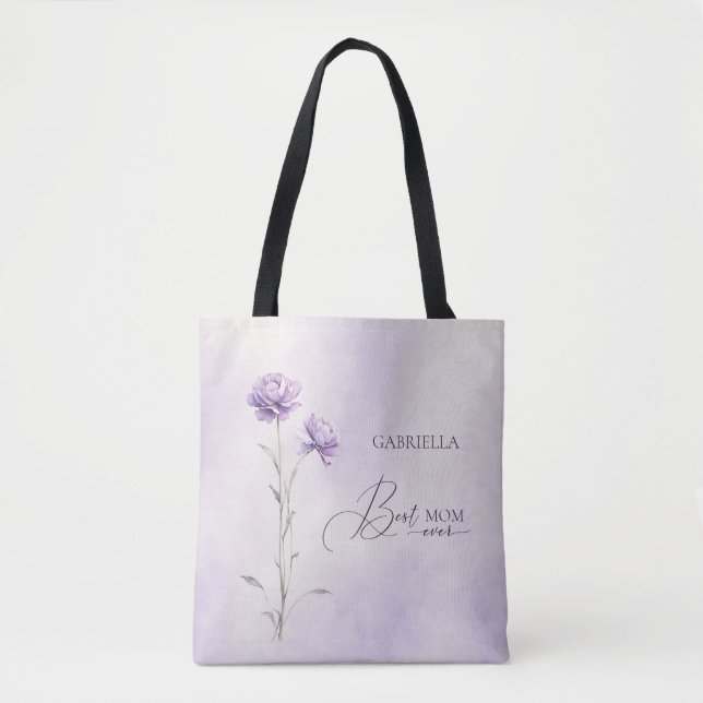 Tote Bag Aquarelle Lavender Meadow Fleur sauvage Best Mom (Devant)