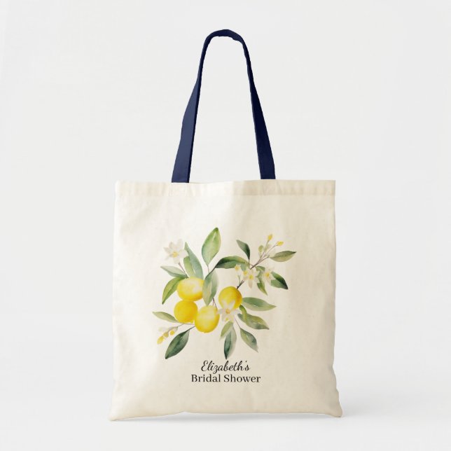 Tote Bag Aquarelle Méditerranéenne Citron (Devant)