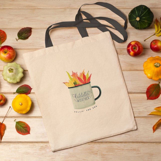 Tote Bag Aquarelle Météo Coulée Feuilles Automne (Cuddle Weather Watercolor Fall Leaves Autumn Tote Bag)