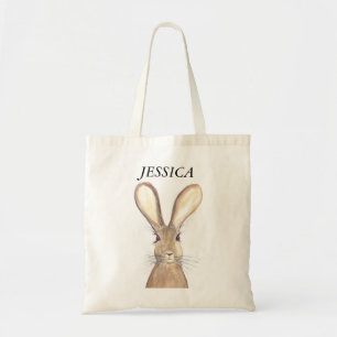 Tote Bag Aquarelle mignonne Lapin Lapin Lièvre Pâques Flora