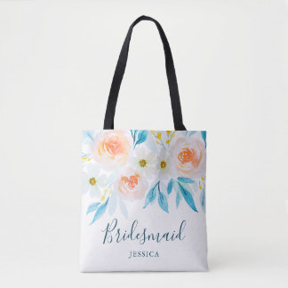 Tote Bag Aquarelle moderne Floral Mariage Bridesmaid