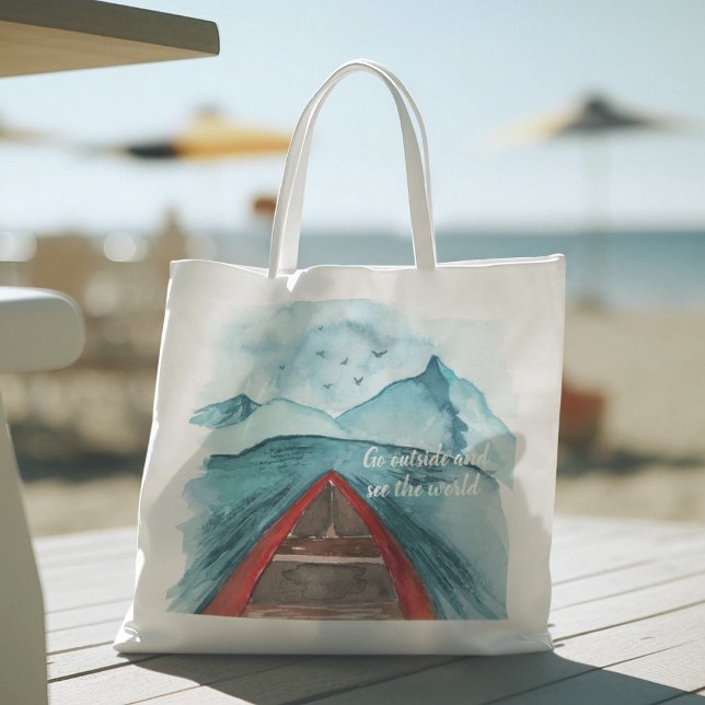 Tote Bag Aquarelle Moderne Nature Voir La Devis Mondiale (Créateur téléchargé)
