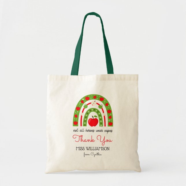 Tote Bag Aquarelle moderne Rainbow Teacher Merci Cadeau (Devant)