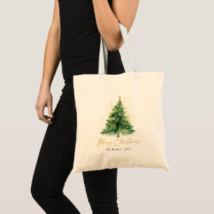 Tote Bag Aquarelle moderne sapin de Noël
