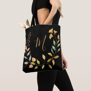 Tote Bag Aquarelle Monogram Gold Black Folithe