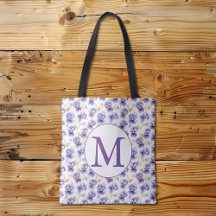 Aquarelle Motif de fleurs violettes de monogramme
