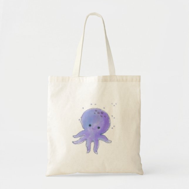 Tote Bag Aquarelle octopique violette claire (Devant)