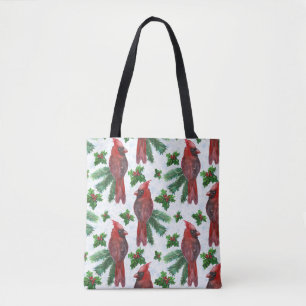 Tote Bag aquarelle Oiseau cardinal rouge