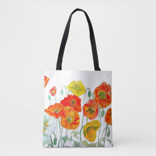 Tote Bag Aquarelle orange rouge jaune cushion blanc