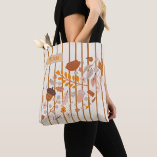 Tote Bag Aquarelle Pastel Colorée Cute Floral Nom personnal