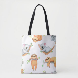 Tote Bag Aquarelle peinte à la main motif tropical mignon 