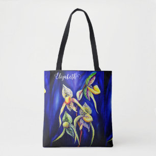 Tote Bag Aquarelle peinte à la main Orchidées exotiques tro