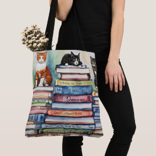 Tote Bag Aquarelle Peinte de la pile de livres de lecture